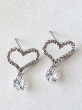 Rhinestone & Crystal Heart Earring Posts